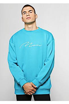 Boohoo Oversized Man Signature Embroidered Sweater