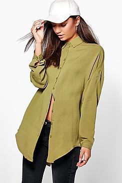 Boohoo Tall Linen Look Oversized Shirt