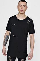 Boohoo Distressed Longline T-shirt