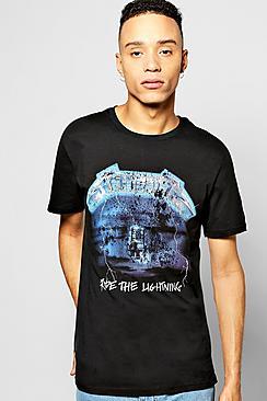 Boohoo Longline Metallica Lightening T Shirt
