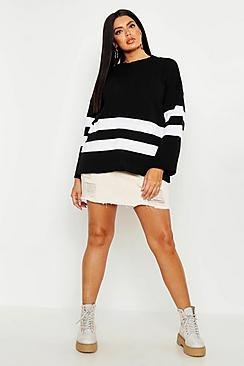 Boohoo Plus Stripe Slouchy Oversized Jumper