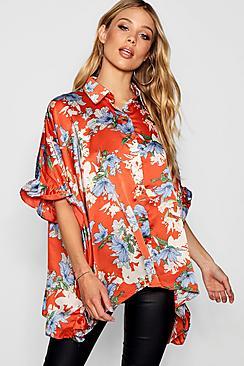 Boohoo Oversized Ruffle Side Blouse