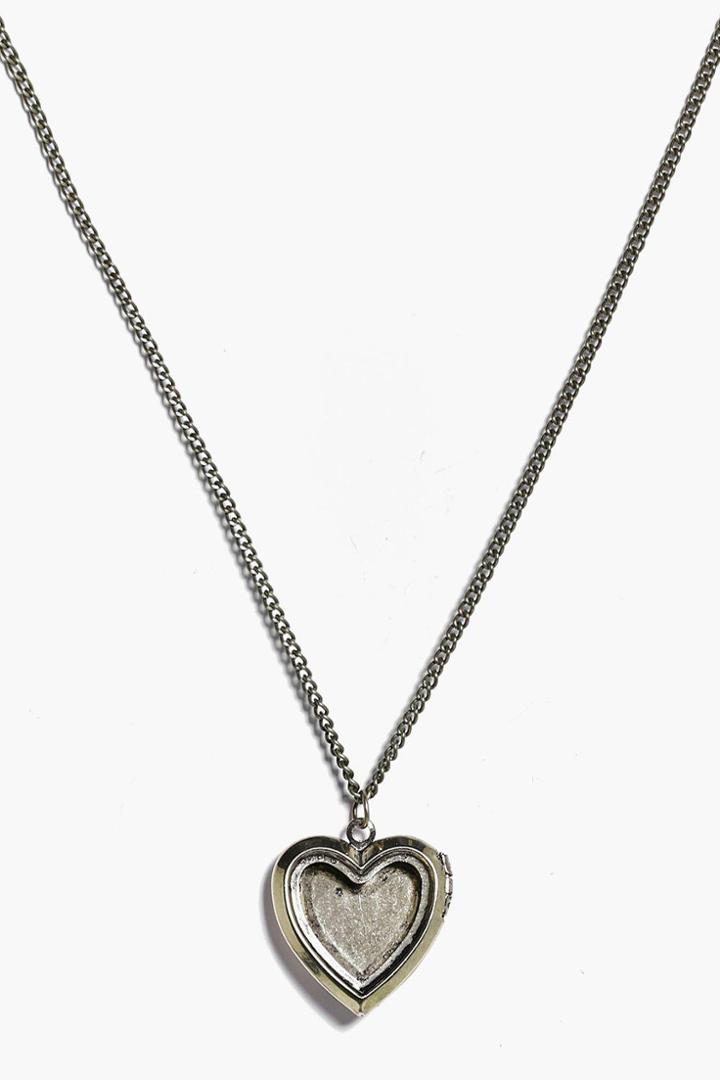 Boohoo Faye Antique Heart Locket Necklace Gold