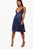 Boohoo Elouise Boutique Star Gazer Midi Skater Dress