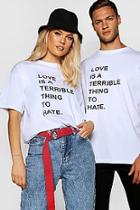Boohoo Pride Love/hate Printed T Shirt In Loose Fit