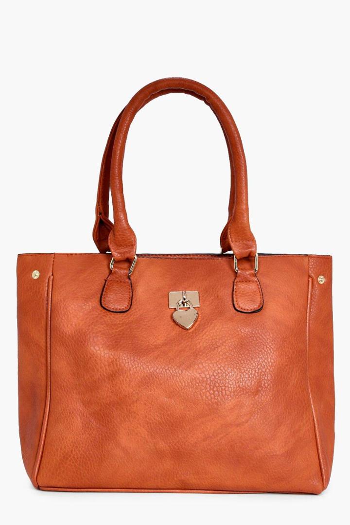 Boohoo Olivia Metal Detail Day Bag Brown