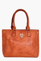 Boohoo Olivia Metal Detail Day Bag Brown