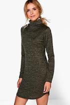Boohoo Lacey Roll Neck Brushed Knit Dress