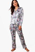 Boohoo Isla Floral Contrast Piping Button Down Trouser Set