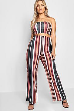 Boohoo Plus Stripe Crop + Trouser Co-ord