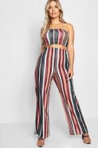 Boohoo Plus Stripe Crop + Trouser Co-ord