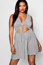 Boohoo Plus Keely Striped Knot Detail Dress