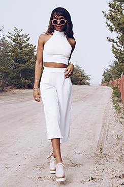 Boohoo Rose 3 Piece Crop Culotte & Duster Co-ord Set
