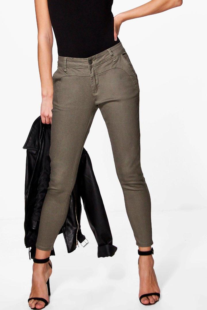 Boohoo Monika Skinny Jeans Khaki
