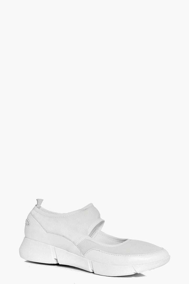 Boohoo Maya Ankle Strap Trainers White