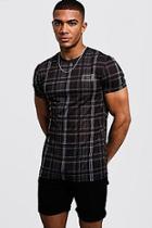 Boohoo Check Muscle Fit Tee With Chest Print