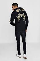 Boohoo Gold Embroidered Zip Through Hoodie