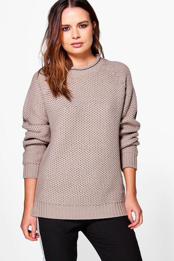 Boohoo Emily Textured Chunky Jumper Dove