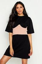 Boohoo Tall Waist Corset Oversized T-shirt Dress