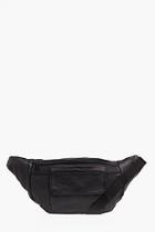 Boohoo Real Leather Front Flap And Top Zip Bumbag