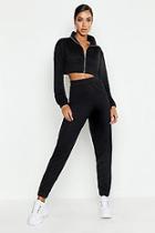 Boohoo Zip Through Funnel Neck Sweat And Cuff Jogger Tracksuit