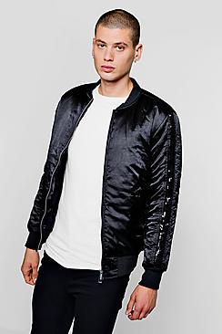 Boohoo Sateen Bomber With Sequin Insert