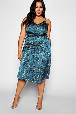 Boohoo Plus Leopard Print Strappy Midi Dress