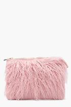 Boohoo Louise Mongolian Faux Fur Clutch Bag