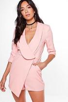 Boohoo Lily Oversized Lapel Woven Tailored Playsuit