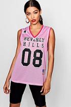 Boohoo Rebecca Oversized Slogan Basket Ball Top