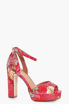 Boohoo Abigail Floral Print Platform Heels
