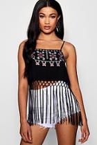 Boohoo Poppy Embroidered Woven Tassel Cami