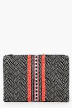 Boohoo Millie Neon Trim Woven Clutch