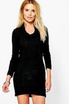 Boohoo Anna Turtle Neck Contrast Jumper Dress