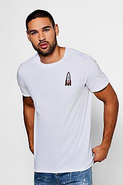 Boohoo Rocket Embroidered T-shirt