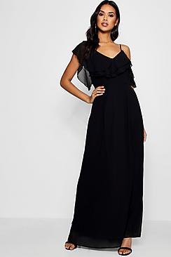 Boohoo Boutique Tess Frill One Shoulder Maxi Dress