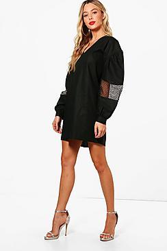 Boohoo Balloon Sleeve Detail Shift Dress