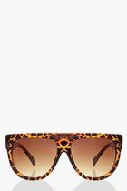 Boohoo Leopard Flat Top Oversized Sunglasses