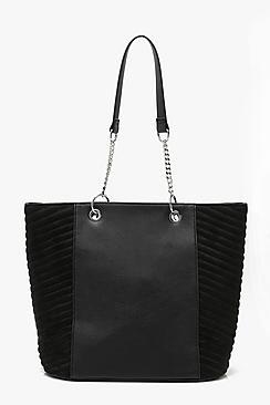 Boohoo Suedette Chevron Quilt Day Bag