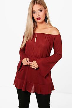 Boohoo Plus Alison Off The Shoulder Tunic