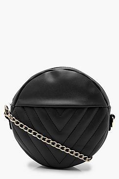 Boohoo Chevron Quilted Structured Round Bag