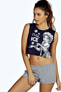 Boohoo Elsa Crop Vest And Short Night Set