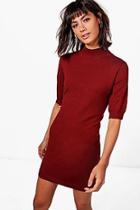 Boohoo Zoey Funnel Neck Knitted Dress