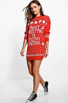 Boohoo Daisy Merry Christmas Ya Filthy Animal Jumper Dress