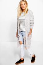 Boohoo Alicia Oversized Boyfriend Cardigan Silver