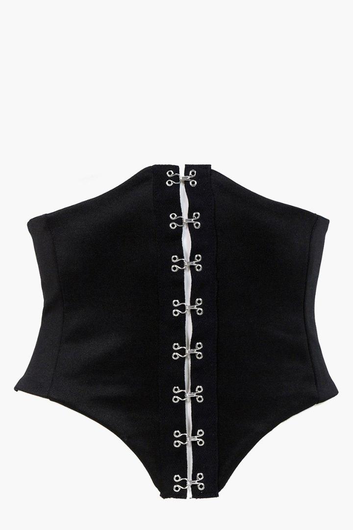 Boohoo Plus Colette Hook And Eye Corset Black