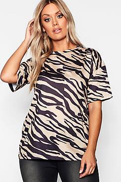 Boohoo Plus Zebra Print T-shirt