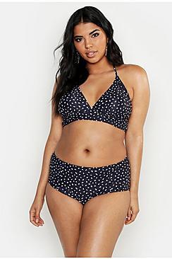 Boohoo Plus Spot High Waist Plunge Bikini