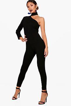 Boohoo Lauren Buckle Detail Asymmetric Jumpsuit