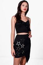 Boohoo Asymetric Star Embellished Mini Skirt